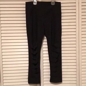 90 degree by reflex black capri leggings with cuts